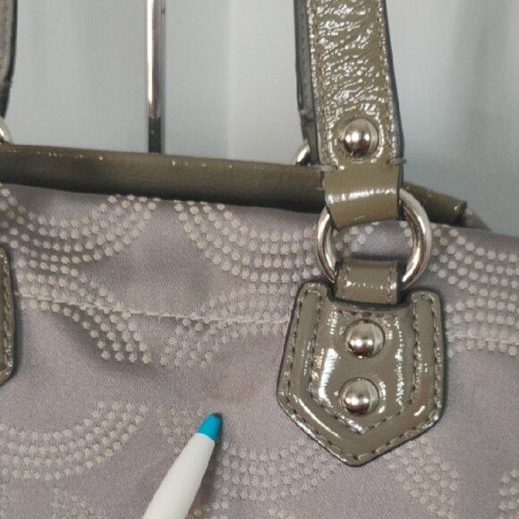 COACH Ashley Dotted Op Art Olive Green Gray Convertible Satchel Bag Shoulder Bag - Picture 8 of 12